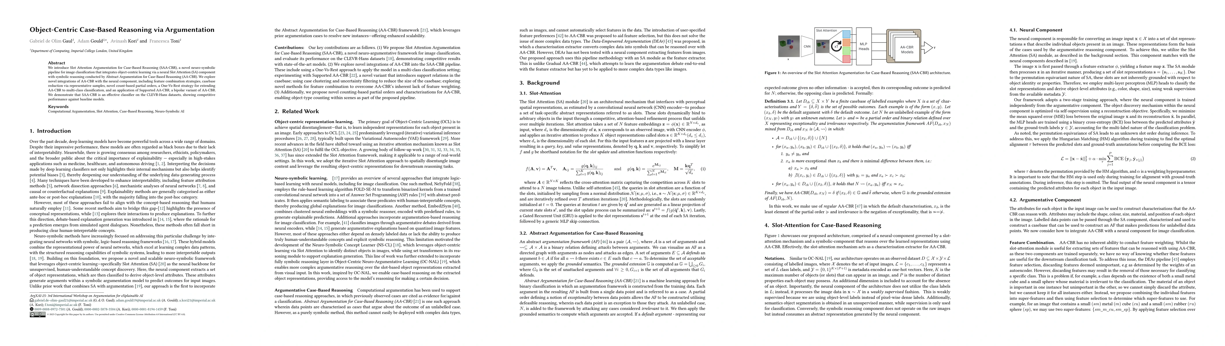 Thumbnail for Object-Centric Case-Based Reasoning via Argumentation
