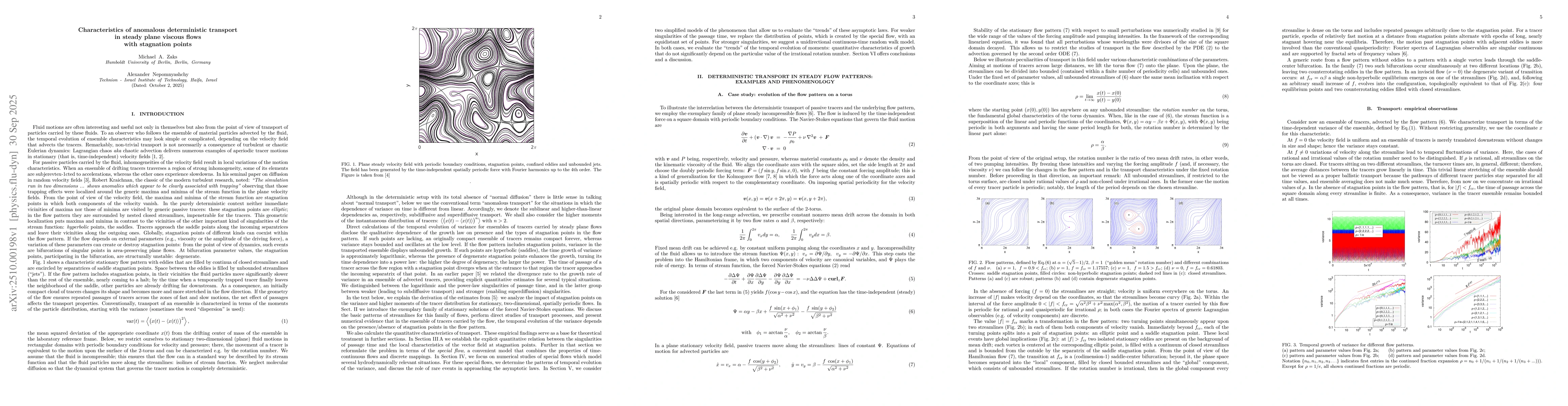 Thumbnail for Characteristics of anomalous deterministic transport in steady plane
  viscous flows
