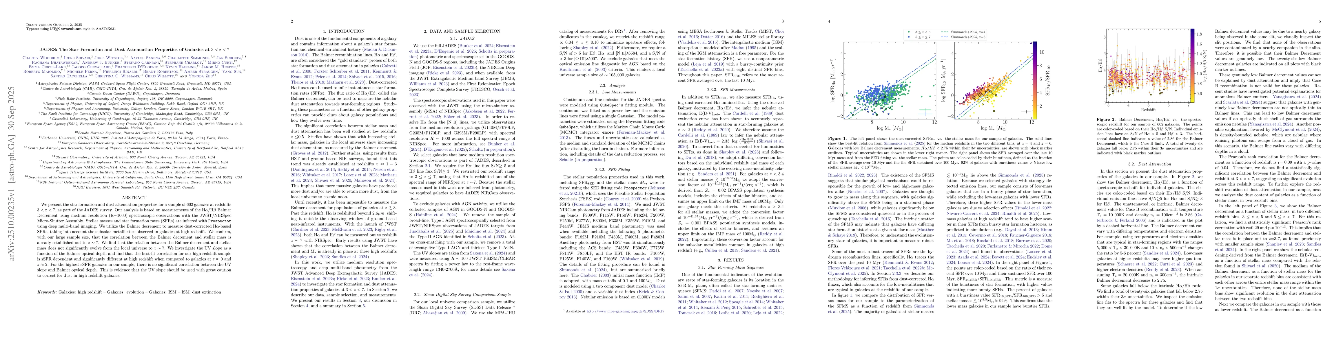 Thumbnail for JADES: The Star Formation and Dust Attenuation Properties of Galaxies at
  3<z<7