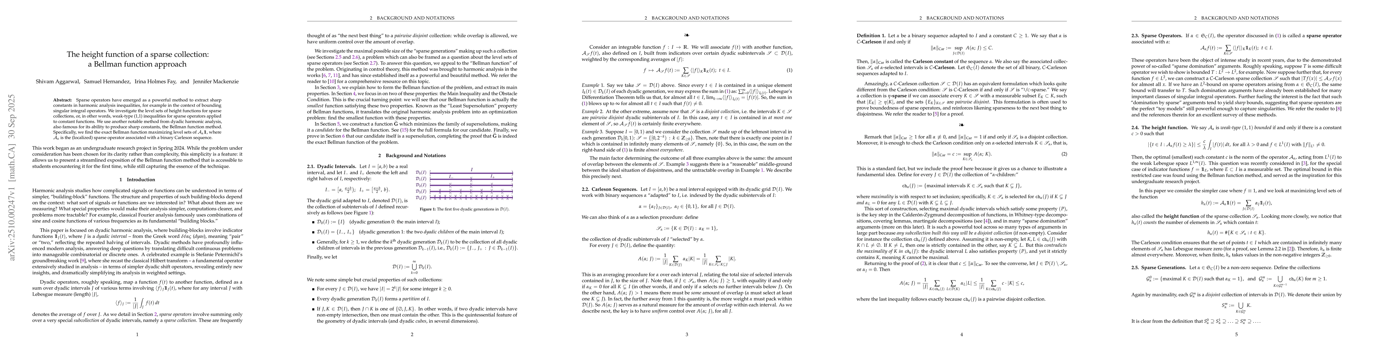 Thumbnail for The height function of a sparse collection: a Bellman function approach