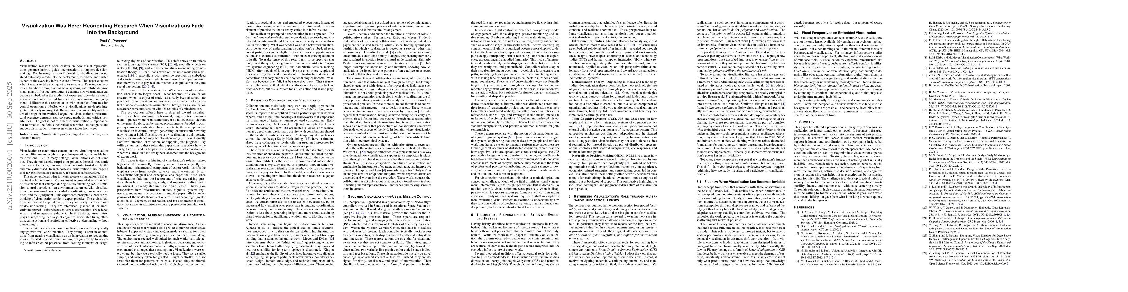 Thumbnail for Visualization Was Here: Reorienting Research When Visualizations Fade
  into the Background