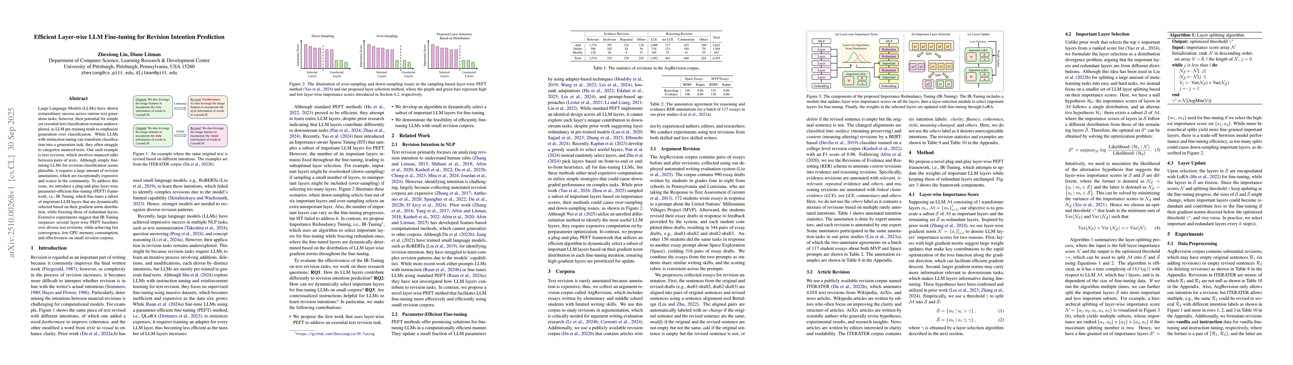 Thumbnail for Efficient Layer-wise LLM Fine-tuning for Revision Intention Prediction