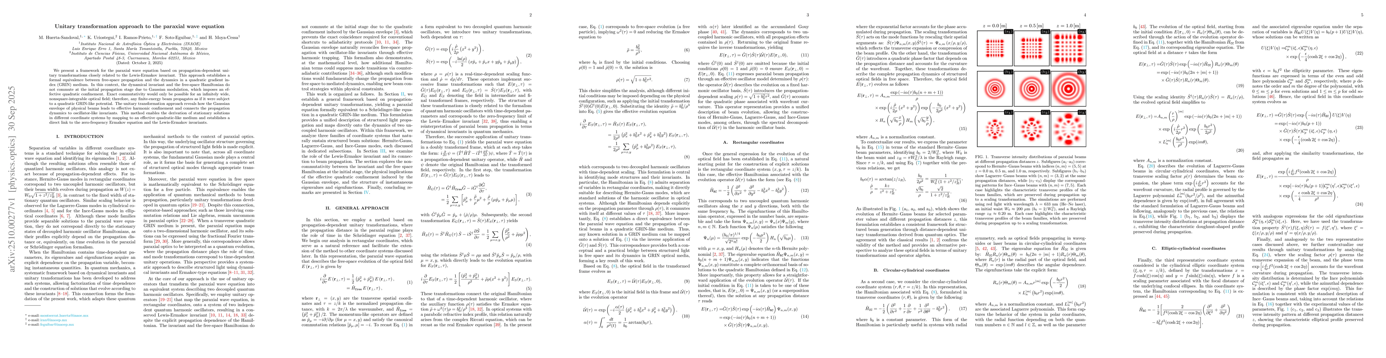 Thumbnail for Unitary transformation approach to the paraxial wave equation