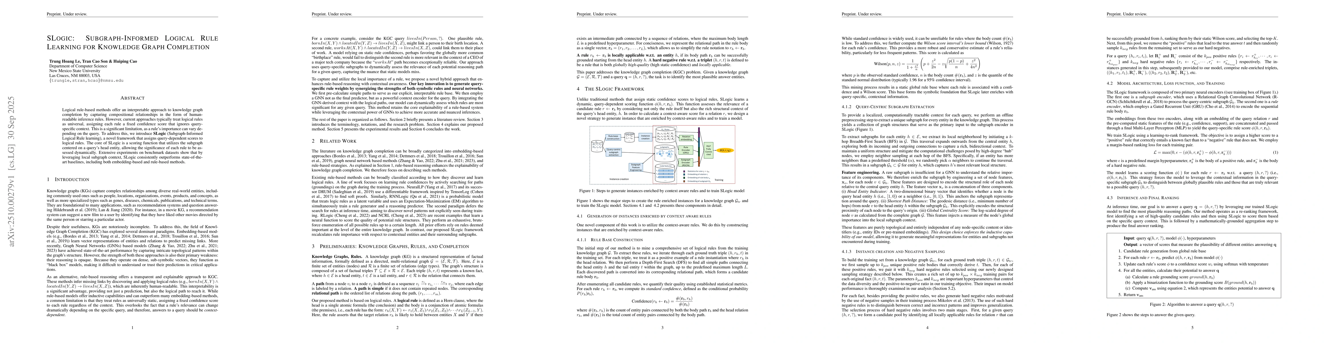 Thumbnail for SLogic: Subgraph-Informed Logical Rule Learning for Knowledge Graph
  Completion