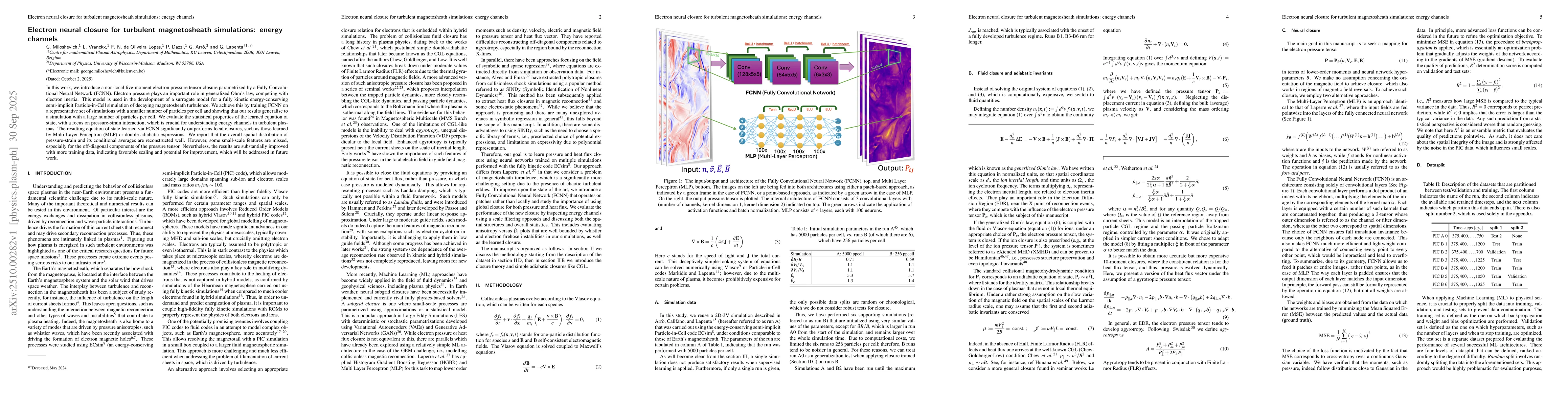 Thumbnail for Electron neural closure for turbulent magnetosheath simulations: energy
  channels
