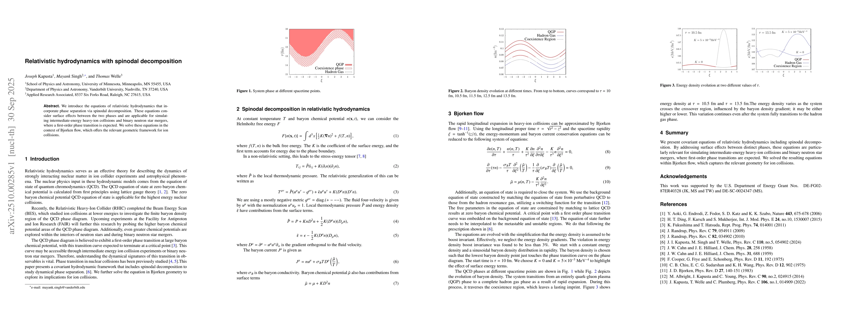 Thumbnail for Relativistic hydrodynamics with spinodal decomposition