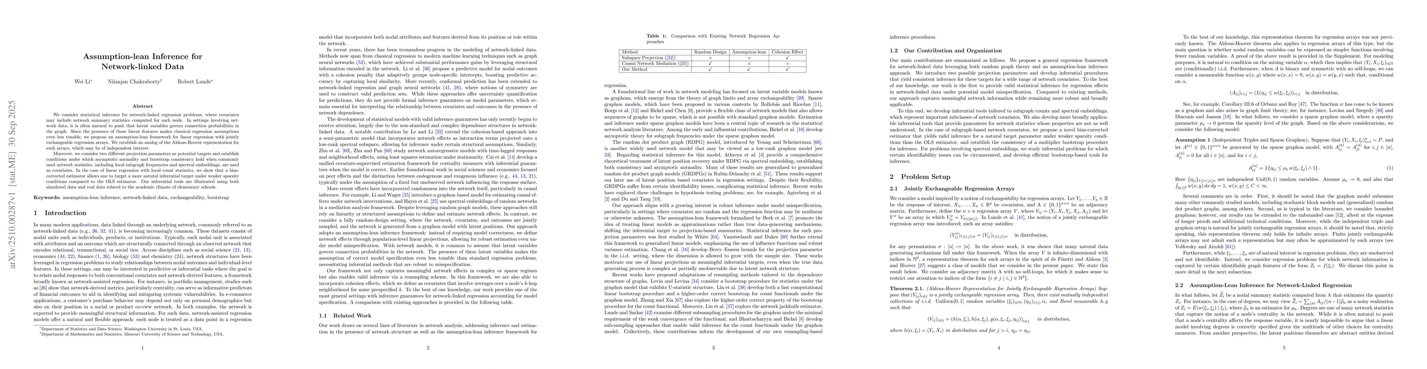 Thumbnail for Assumption-lean Inference for Network-linked Data