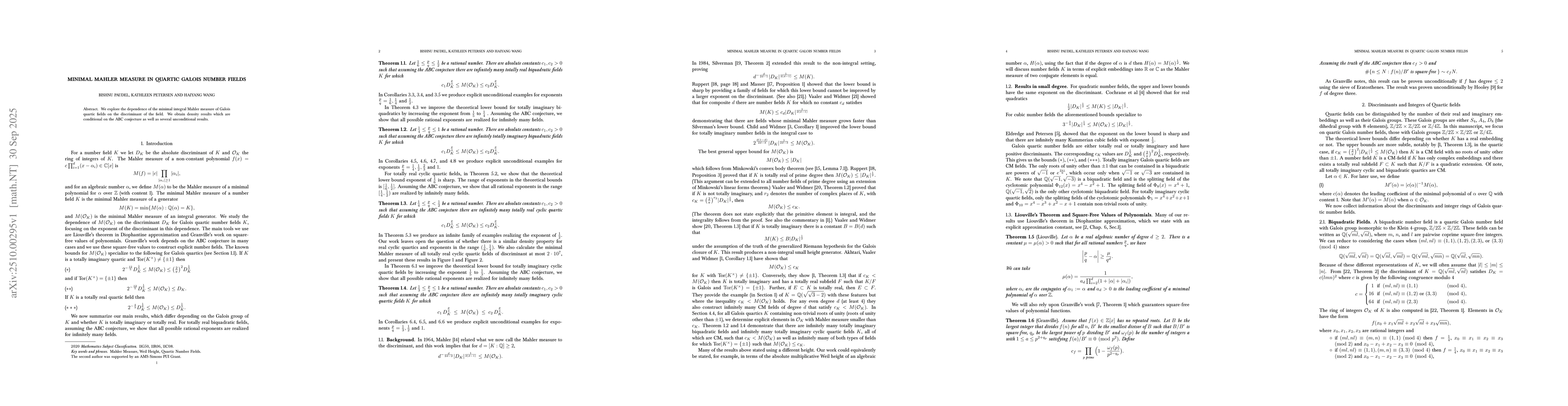 Thumbnail for Minimal Mahler Measure in Quartic Galois Number Fields