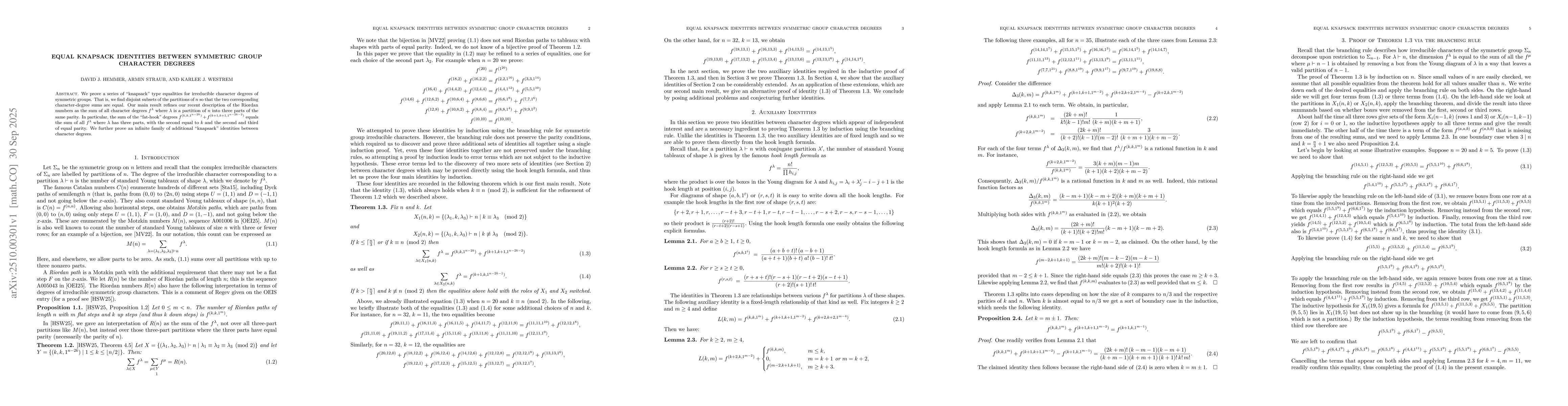 Thumbnail for Equal knapsack identities between symmetric group character degrees