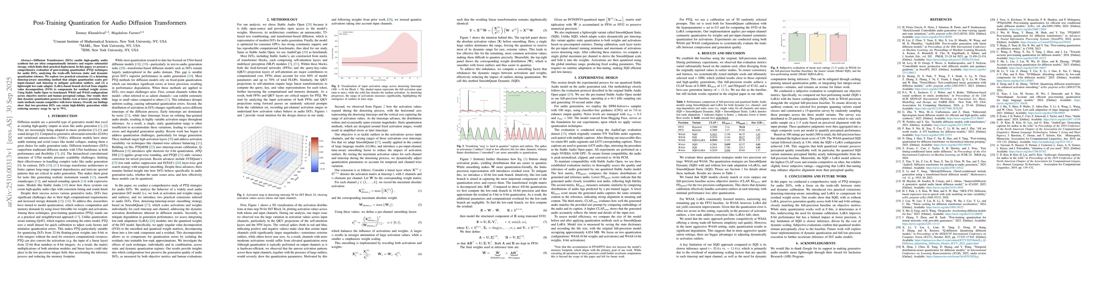 Thumbnail for Post-Training Quantization for Audio Diffusion Transformers