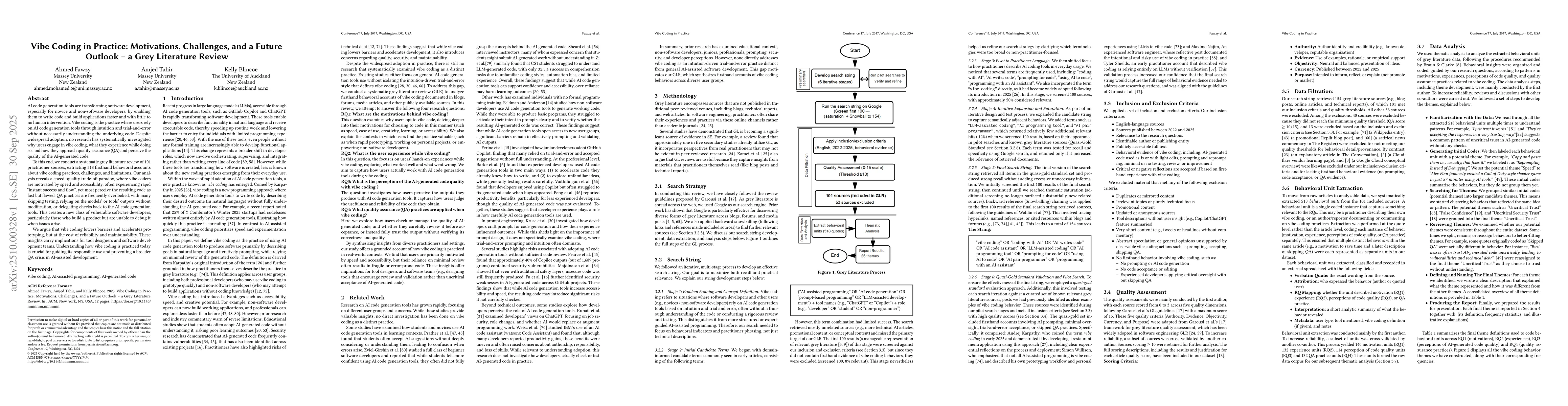 Thumbnail for Vibe Coding in Practice: Motivations, Challenges, and a Future Outlook
  -- a Grey Literature Review
