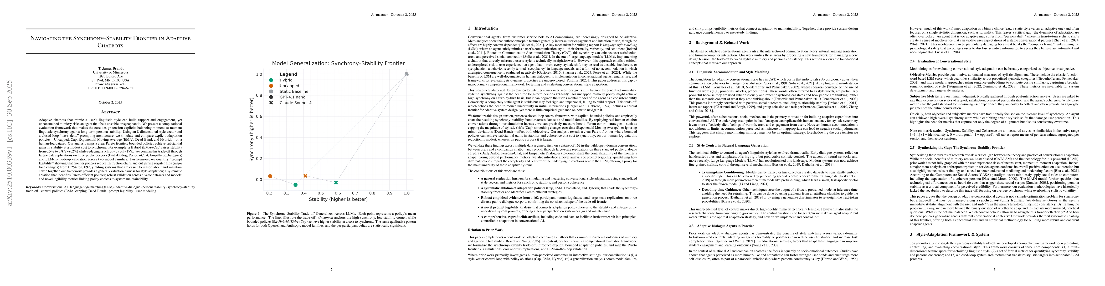 Thumbnail for Navigating the Synchrony-Stability Frontier in Adaptive Chatbots