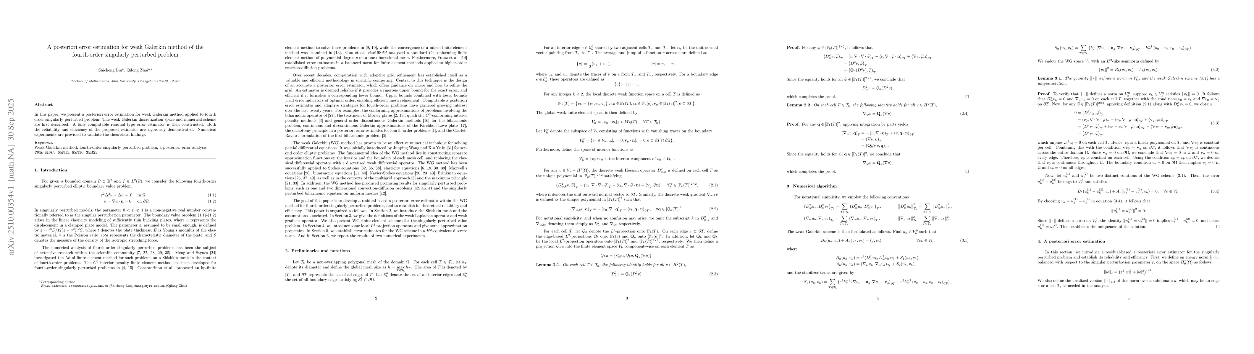 Thumbnail for A posteriori error estimation for weak Galerkin method of the
  fourth-order singularly perturbed problem
