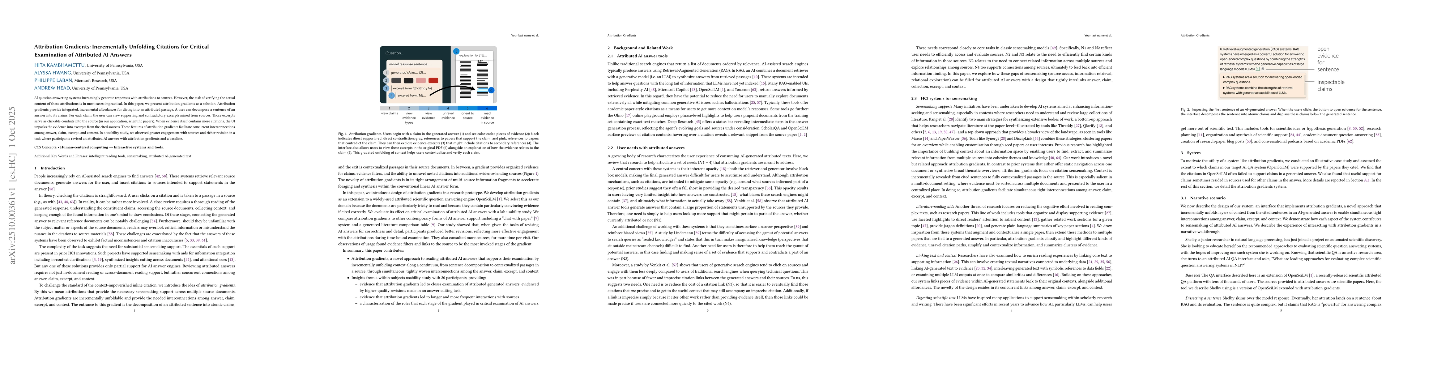 Thumbnail for Attribution Gradients: Incrementally Unfolding Citations for Critical
  Examination of Attributed AI Answers