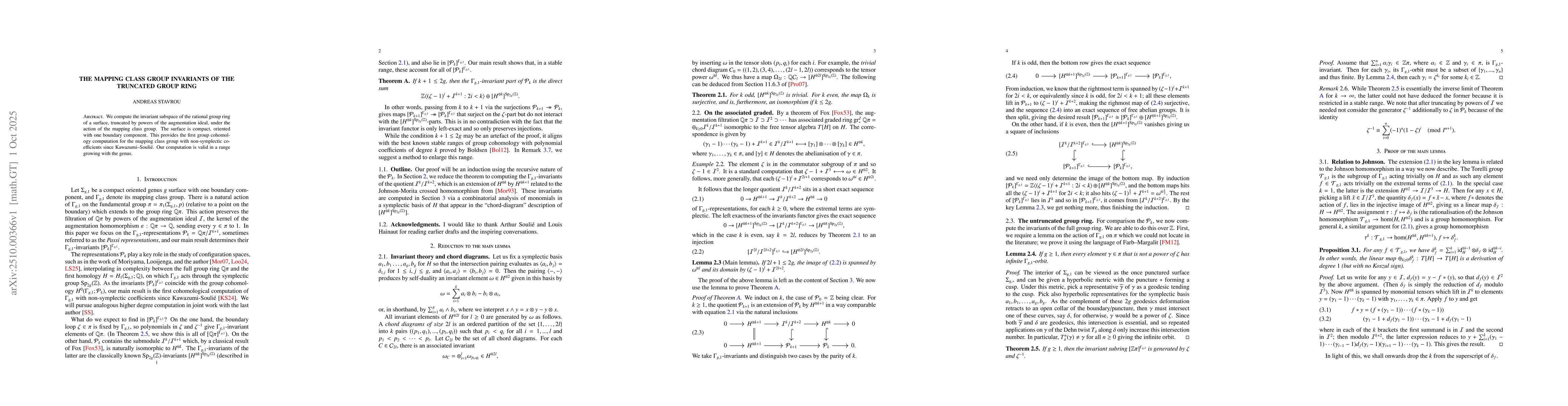 Thumbnail for The mapping class group invariants of the truncated group ring