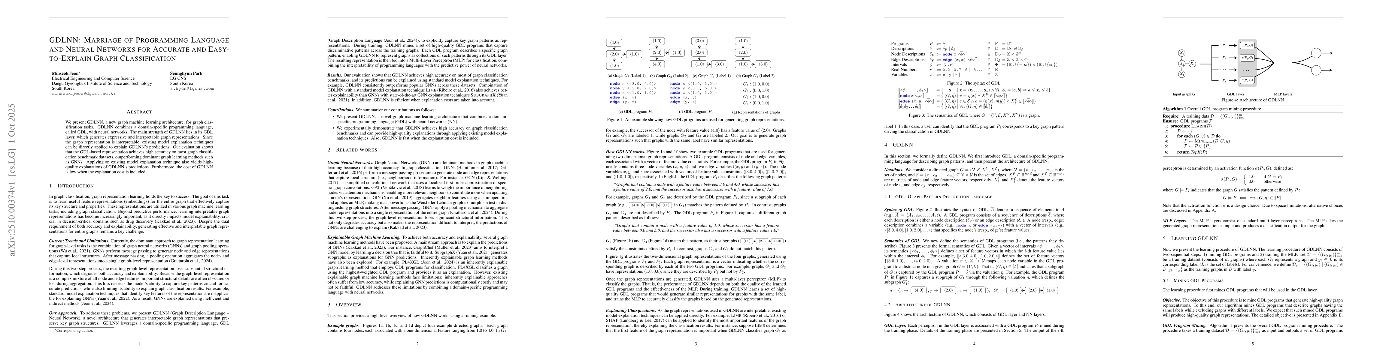 Thumbnail for GDLNN: Marriage of Programming Language and Neural Networks for Accurate
  and Easy-to-Explain Graph Classification