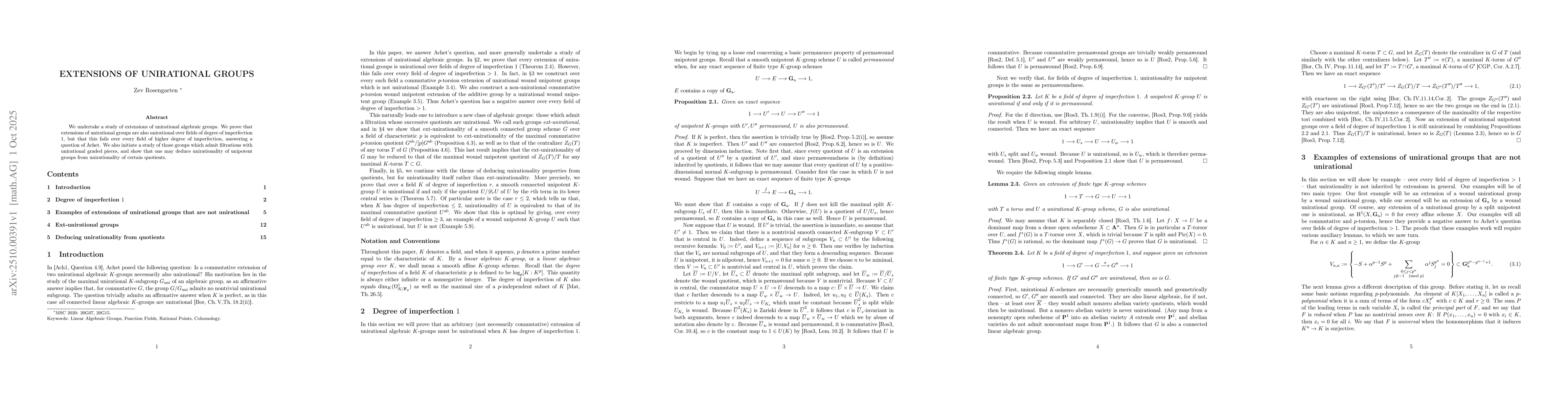 Thumbnail for Extensions Of Unirational Groups