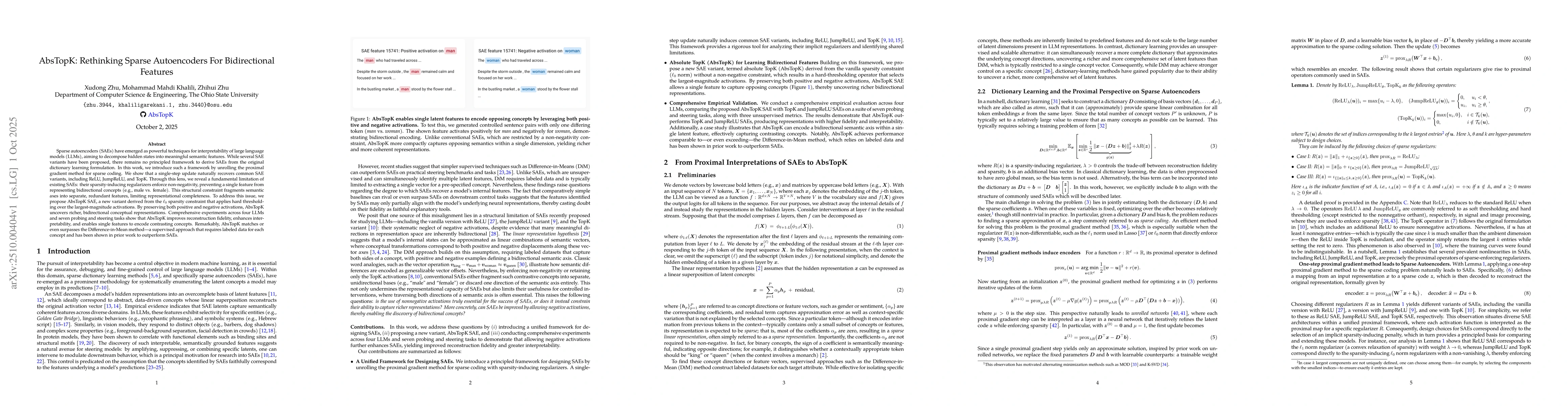 Thumbnail for AbsTopK: Rethinking Sparse Autoencoders For Bidirectional Features