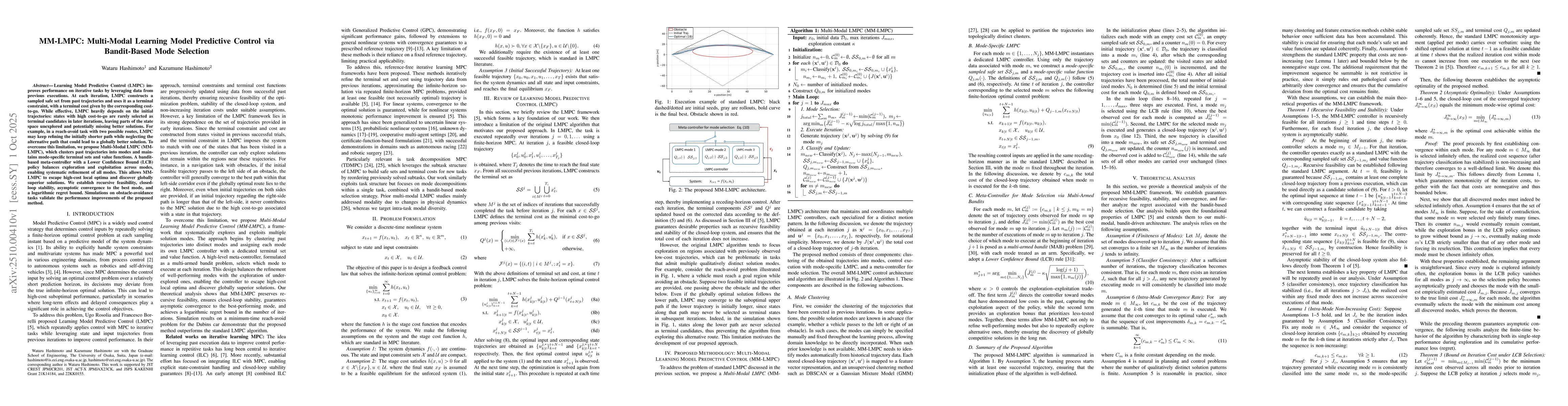 Thumbnail for MM-LMPC: Multi-Modal Learning Model Predictive Control via Bandit-Based
  Mode Selection