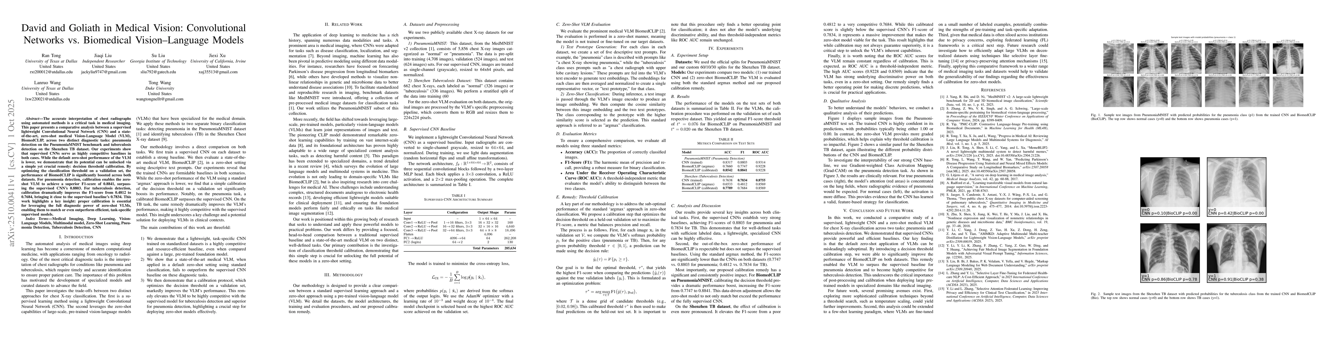Thumbnail for Does Bigger Mean Better? Comparitive Analysis of CNNs and Biomedical
  Vision Language Modles in Medical Diagnosis