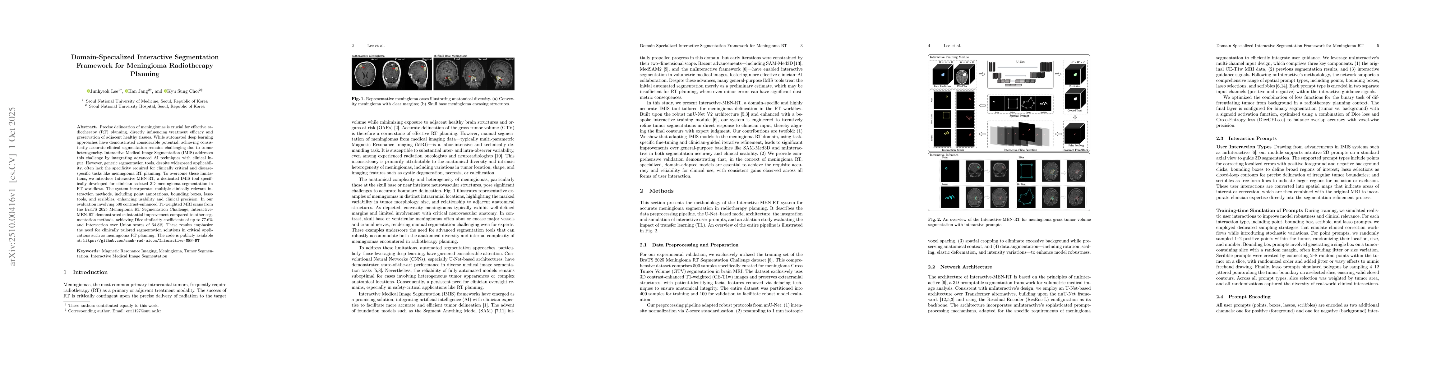 Thumbnail for Domain-Specialized Interactive Segmentation Framework for Meningioma
  Radiotherapy Planning