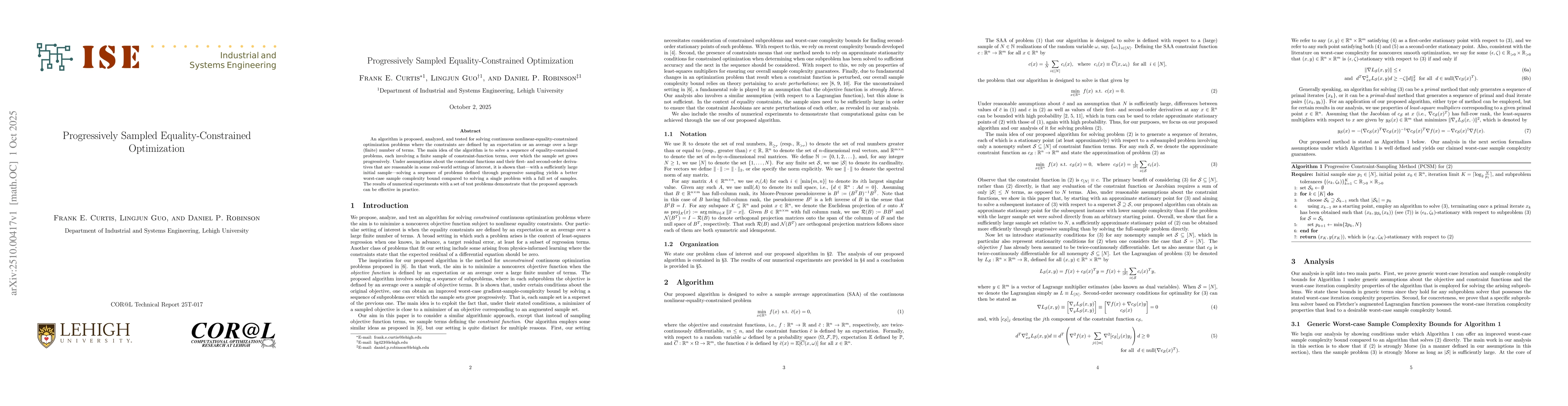 Thumbnail for Progressively Sampled Equality-Constrained Optimization