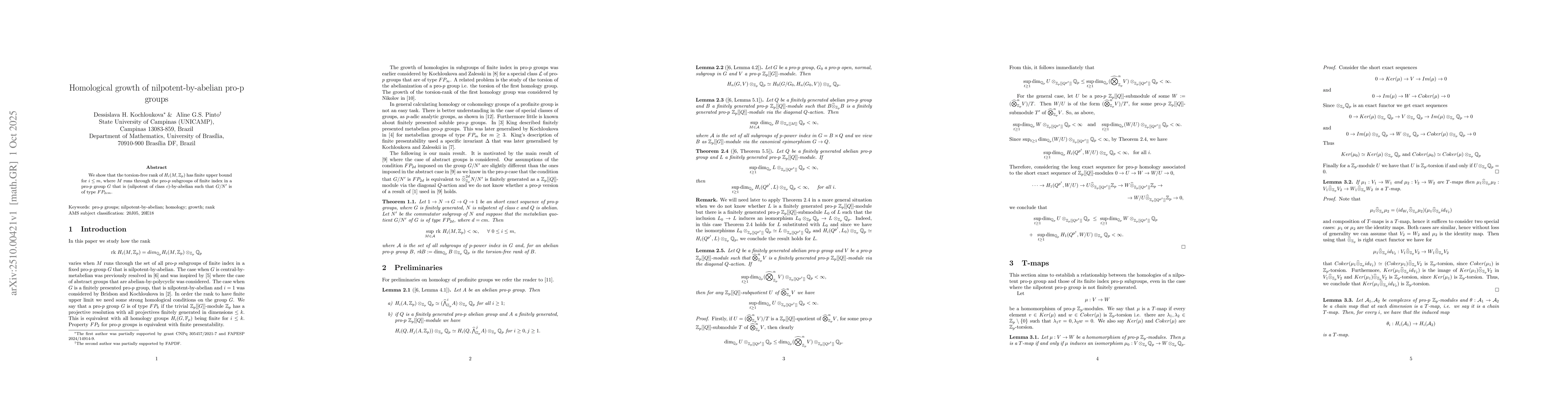 Thumbnail for Homological growth of nilpotent-by-abelian pro-p groups