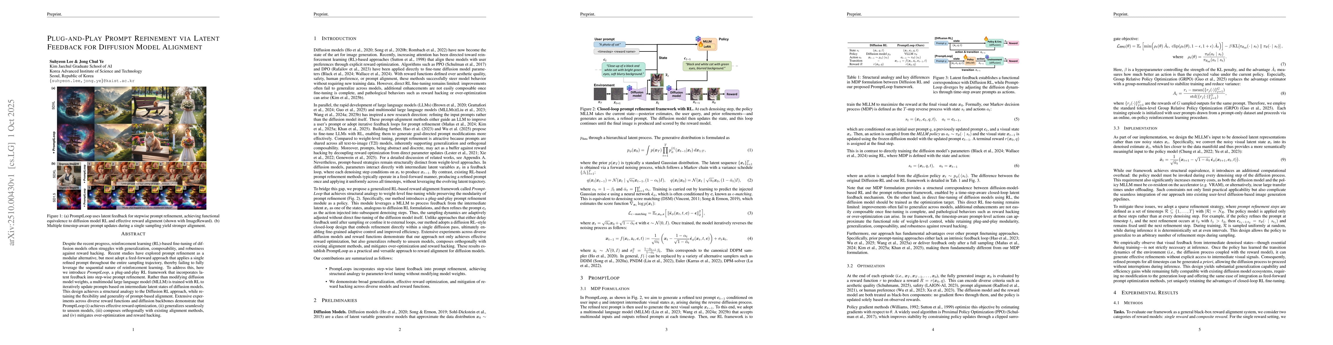 Thumbnail for Plug-and-Play Prompt Refinement via Latent Feedback for Diffusion Model
  Alignment