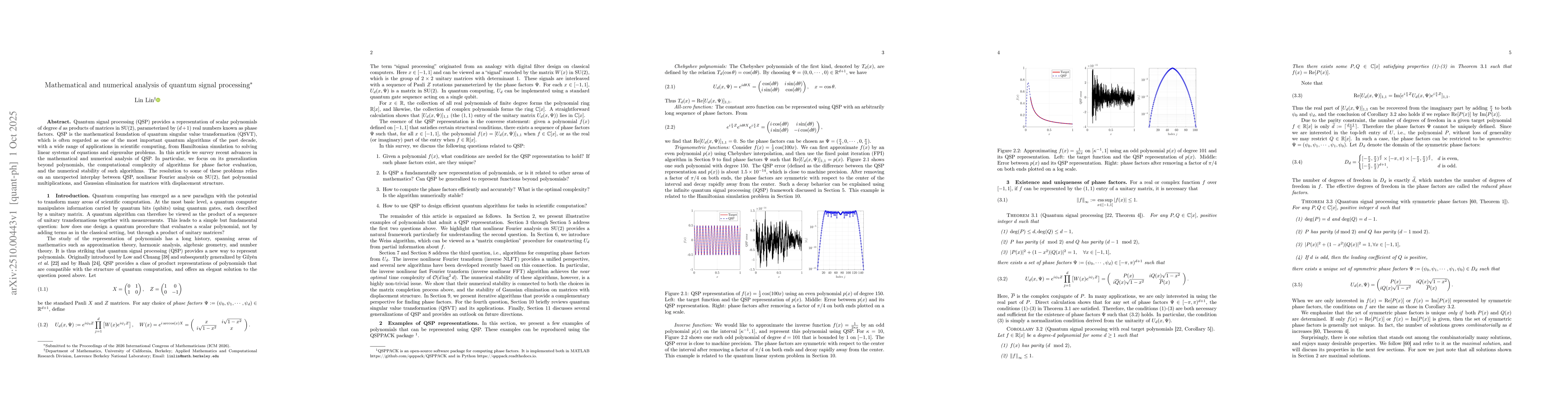 Thumbnail for Mathematical and numerical analysis of quantum signal processing