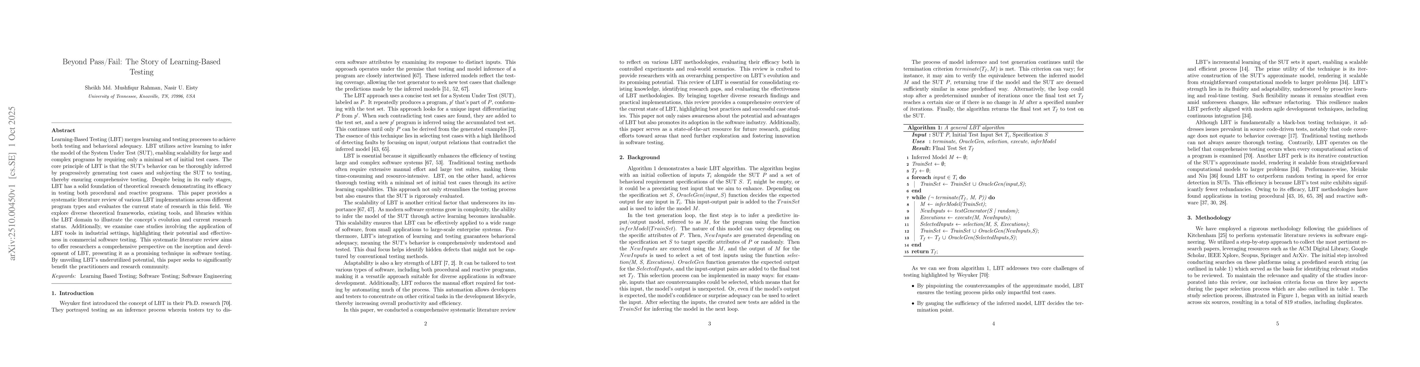 Thumbnail for Beyond Pass/Fail: The Story of Learning-Based Testing