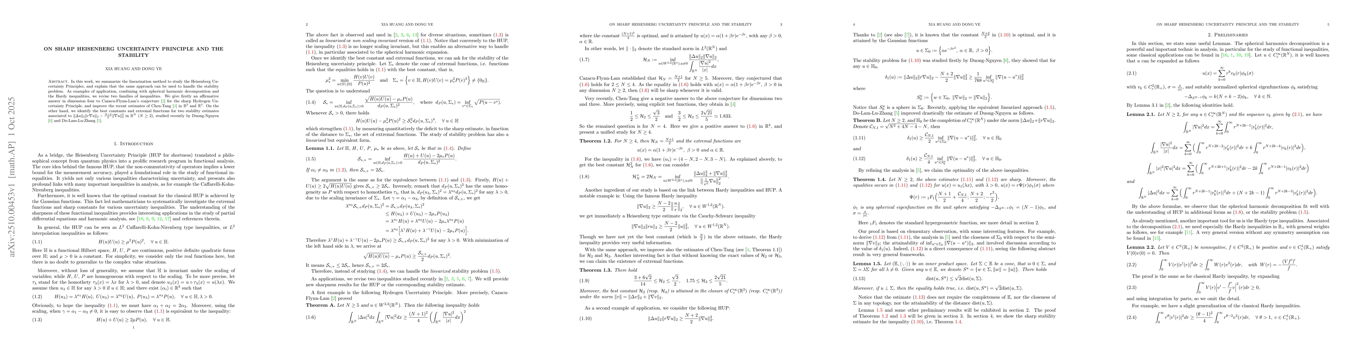 Thumbnail for On Sharp Heisenberg Uncertainty Principle and the stability