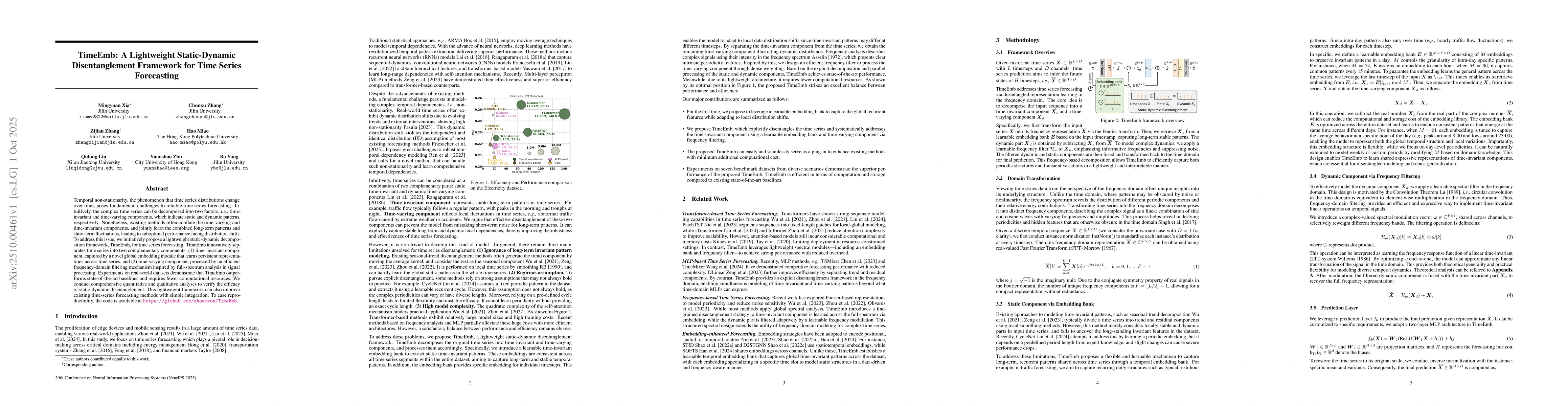 Thumbnail for TimeEmb: A Lightweight Static-Dynamic Disentanglement Framework for Time
  Series Forecasting