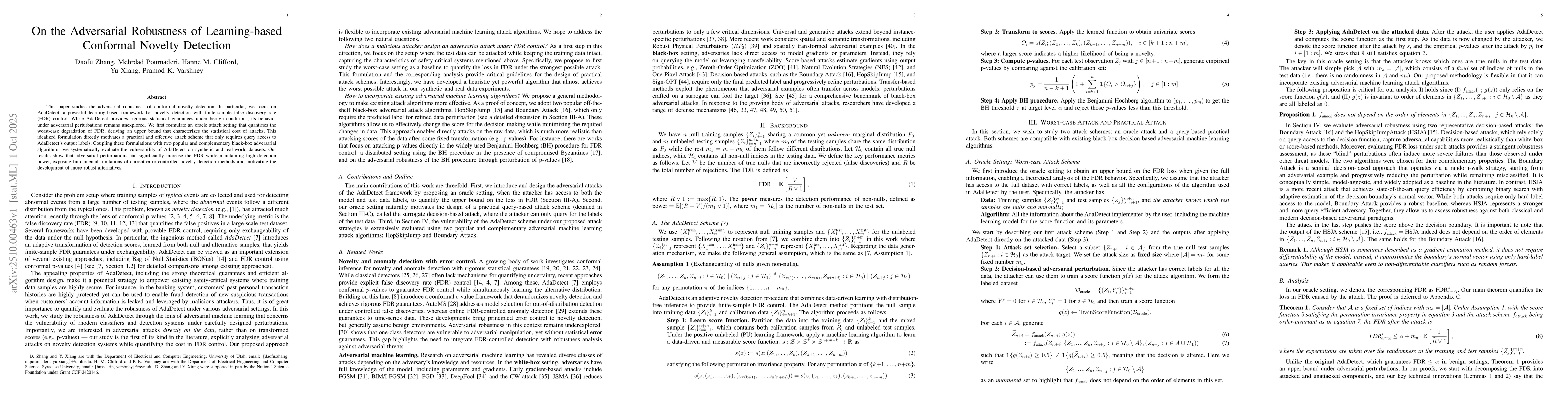 Thumbnail for On the Adversarial Robustness of Learning-based Conformal Novelty
  Detection