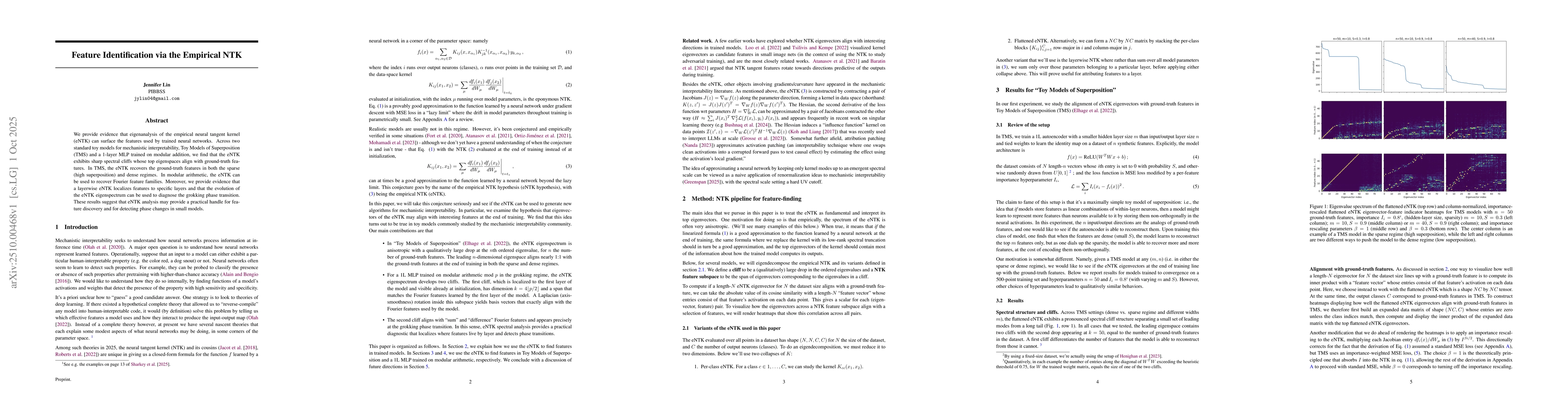 Thumbnail for Feature Identification via the Empirical NTK