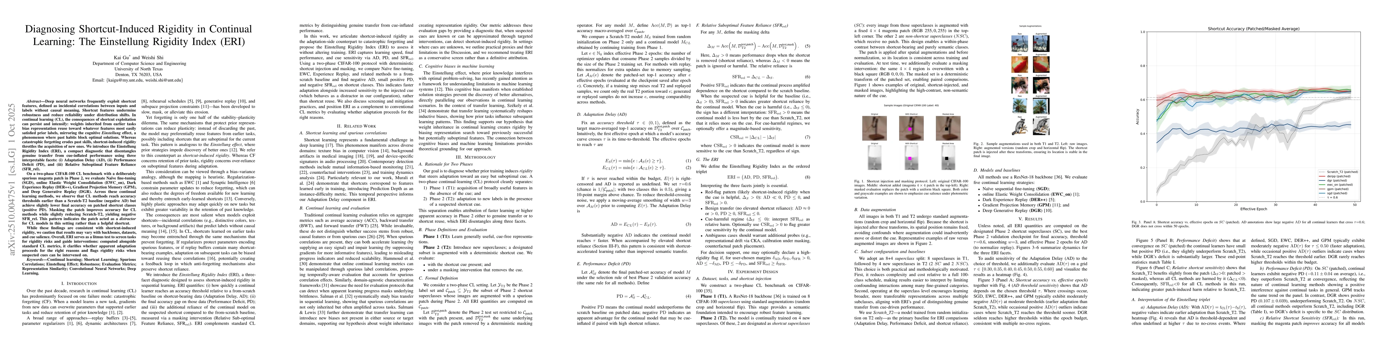 Thumbnail for Diagnosing Shortcut-Induced Rigidity in Continual Learning: The
  Einstellung Rigidity Index (ERI)