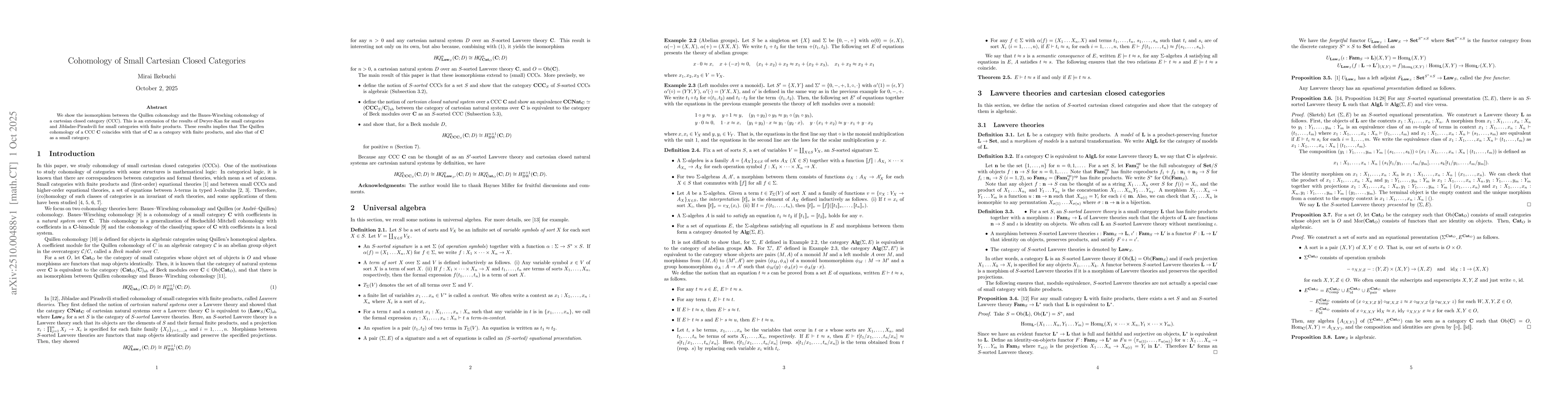 Thumbnail for Cohomology of Small Cartesian Closed Categories