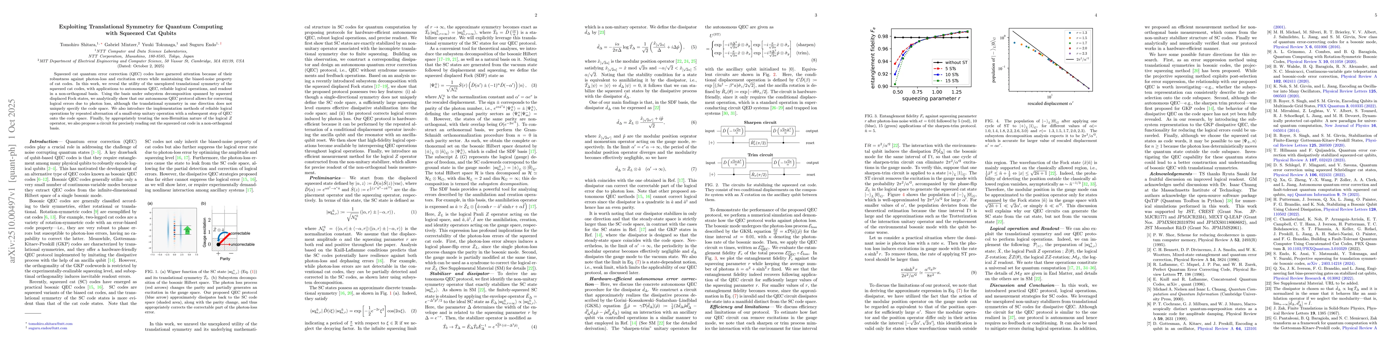 Thumbnail for Exploiting Translational Symmetry for Quantum Computing with Squeezed
  Cat Qubits