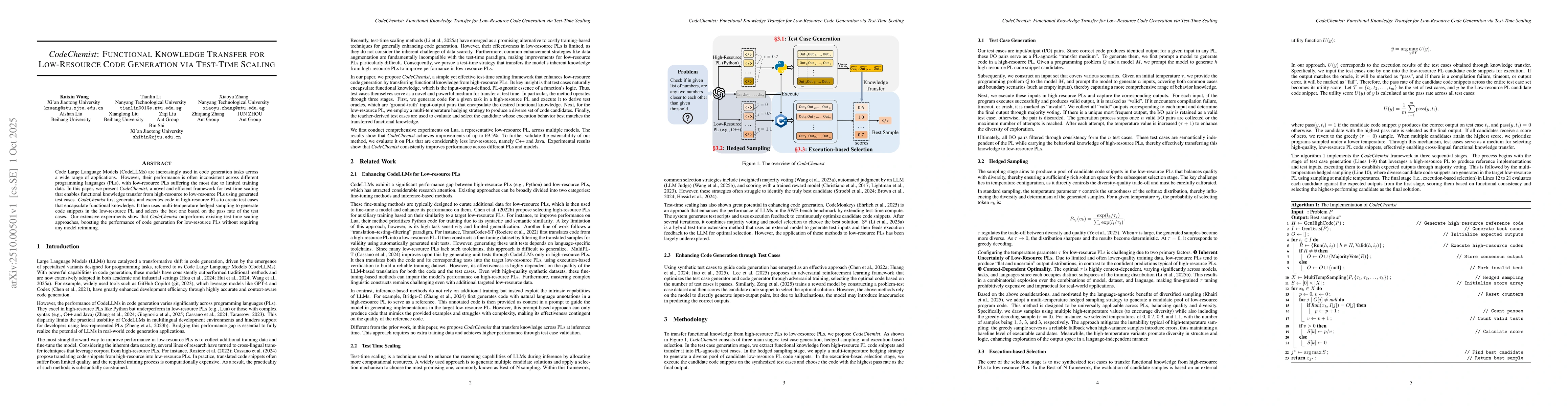 Thumbnail for CodeChemist: Functional Knowledge Transfer for Low-Resource Code
  Generation via Test-Time Scaling
