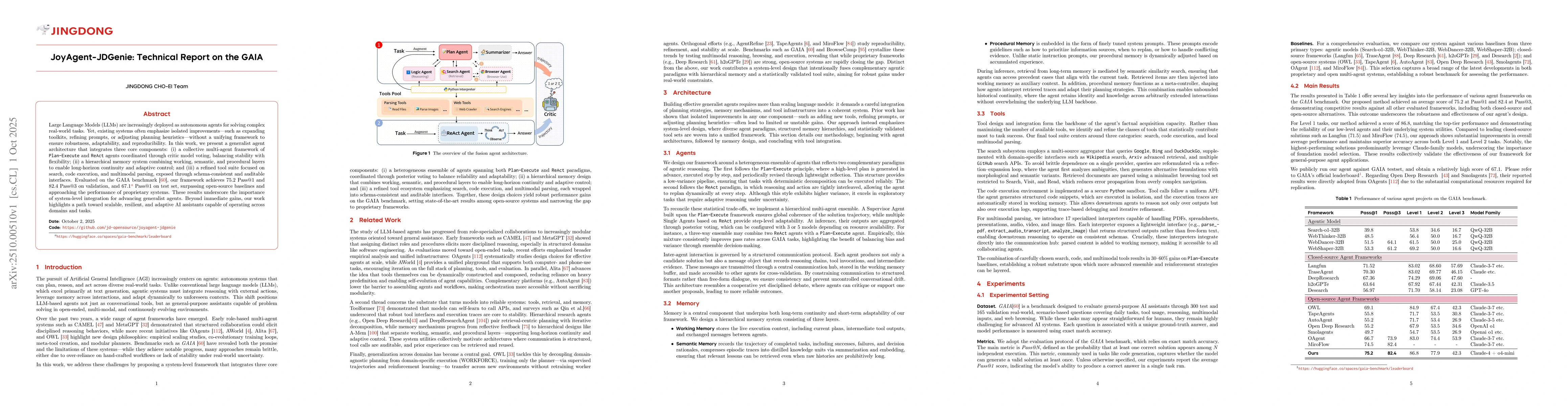 Thumbnail for JoyAgent-JDGenie: Technical Report on the GAIA