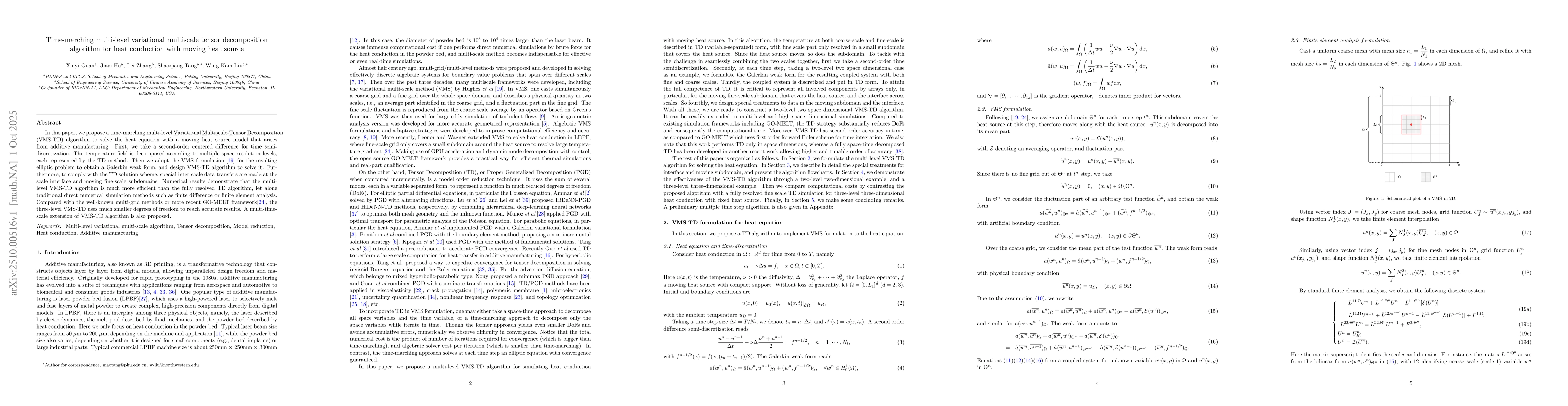 Thumbnail for Time-marching multi-level variational multiscale tensor decomposition
  algorithm for heat conduction with moving heat source