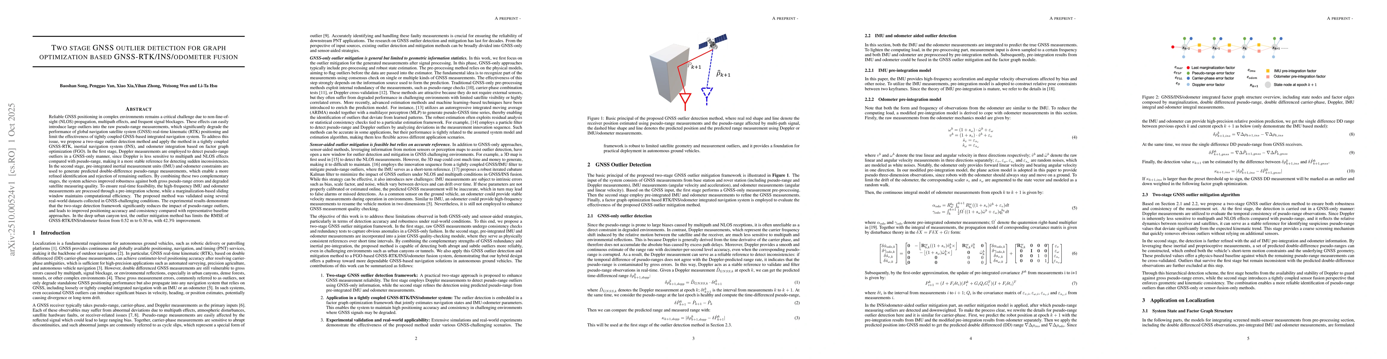 Thumbnail for Two stage GNSS outlier detection for factor graph optimization based
  GNSS-RTK/INS/odometer fusion