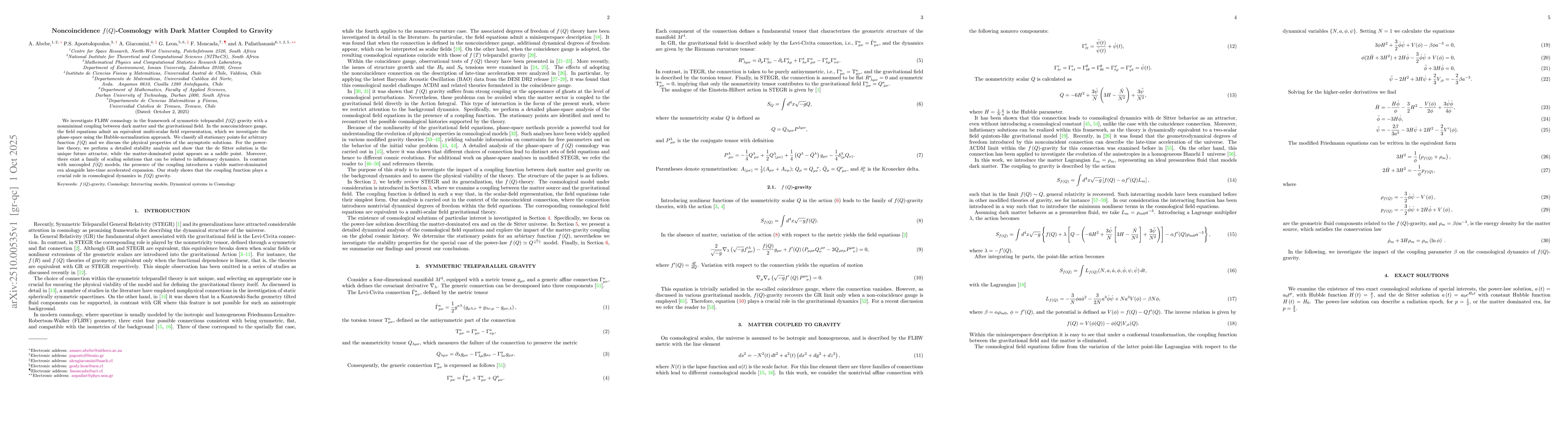 Thumbnail for Noncoincidence $f(Q)$-Cosmology with Dark Matter Coupled to Gravity