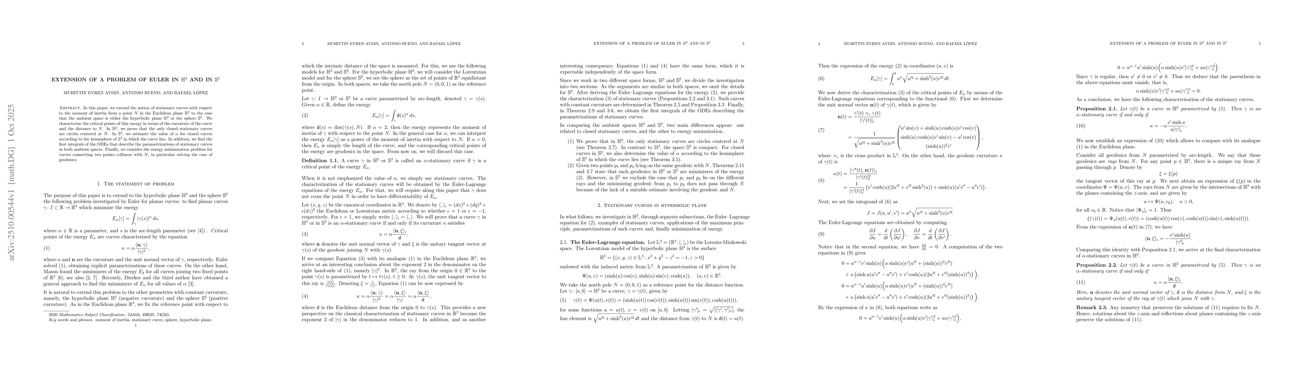 Thumbnail for Extension of a problem of Euler in $\mathbb{H}^2$ and in $\mathbb{S}^2$