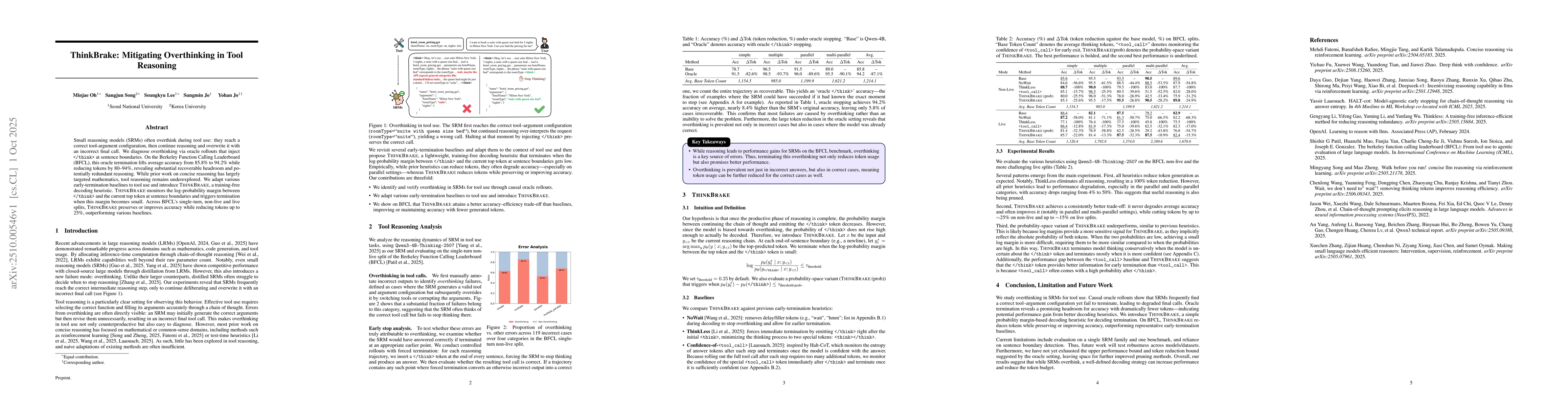 Thumbnail for ThinkBrake: Mitigating Overthinking in Tool Reasoning
