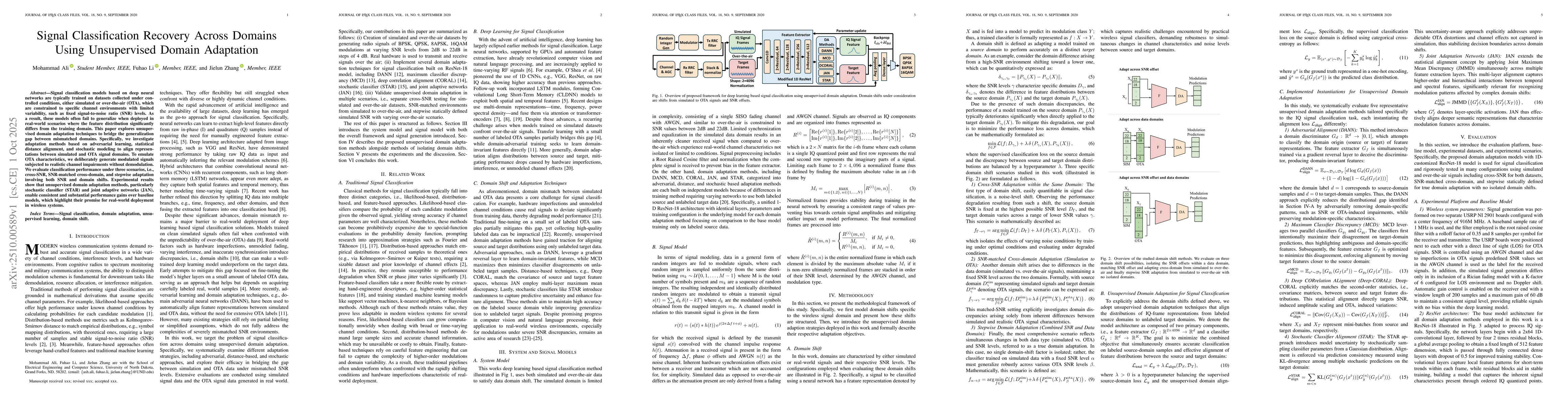 Thumbnail for Signal Classification Recovery Across Domains Using Unsupervised Domain
  Adaptation
