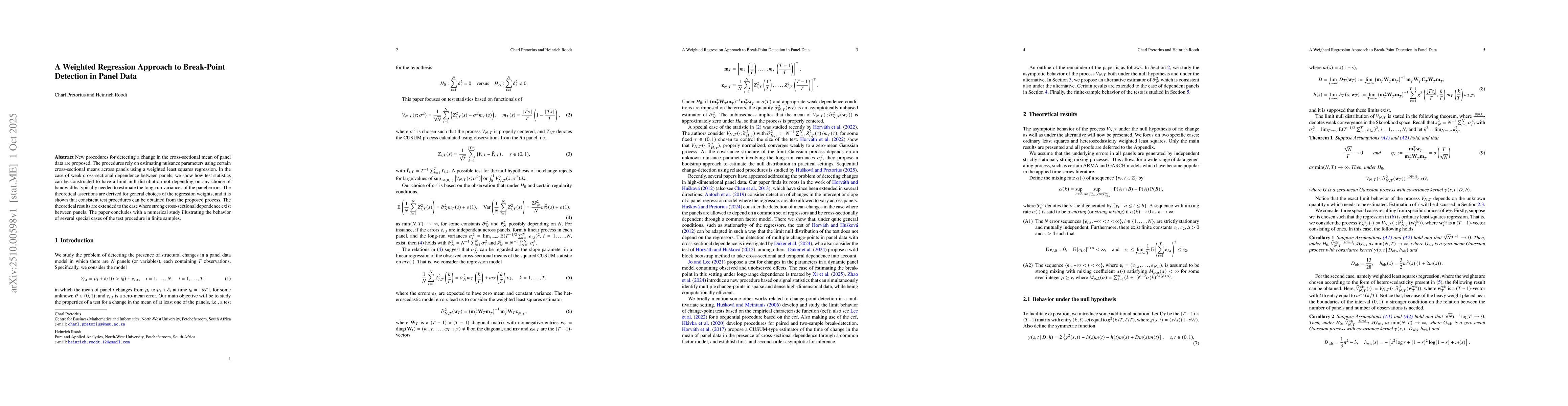 Thumbnail for A Weighted Regression Approach to Break-Point Detection in Panel Data