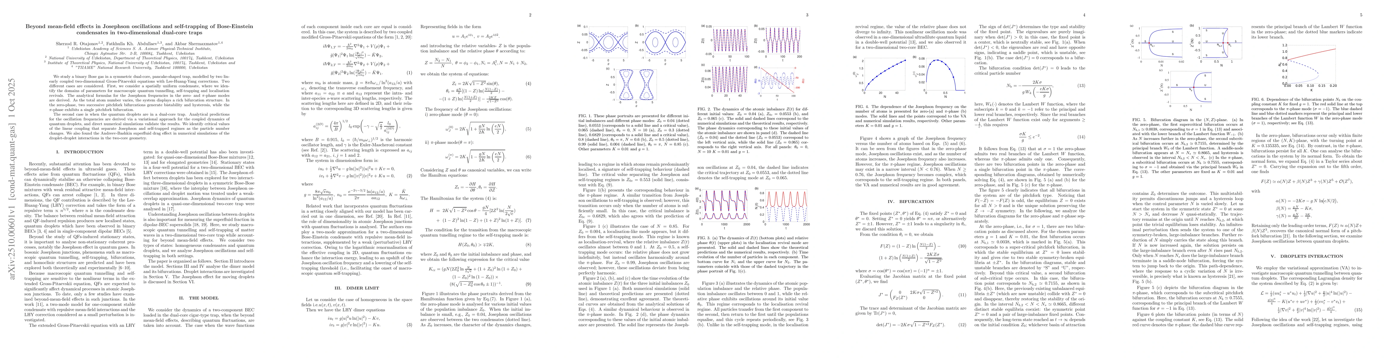 Thumbnail for Beyond mean-field effects in Josephson oscillations and self-trapping of
  Bose-Einstein condensates in two-dimensional dual-core traps