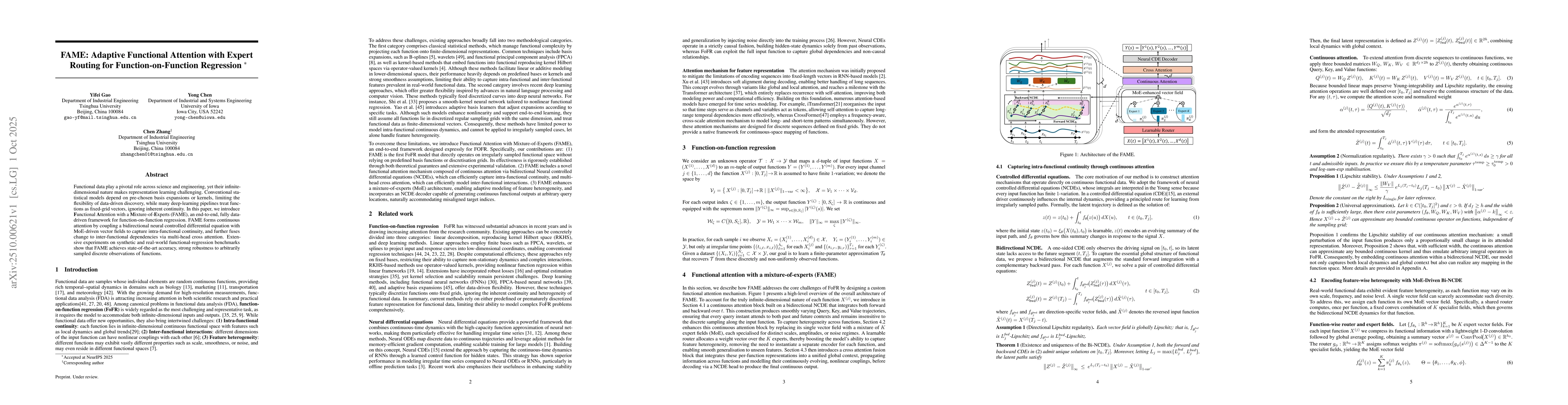 Thumbnail for FAME: Adaptive Functional Attention with Expert Routing for
  Function-on-Function Regression