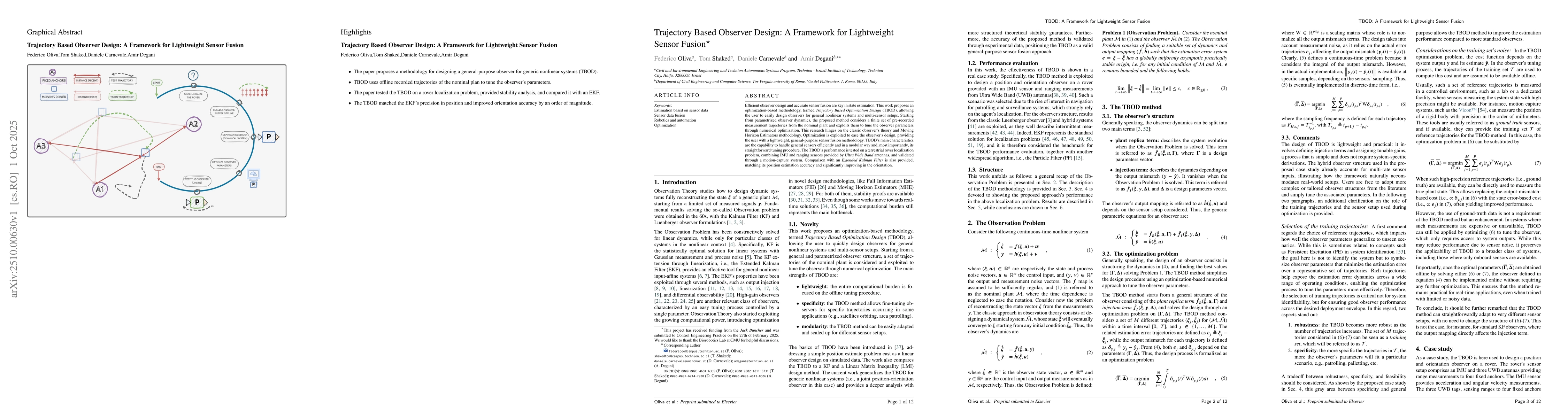 Thumbnail for Trajectory Based Observer Design: A Framework for Lightweight Sensor
  Fusion