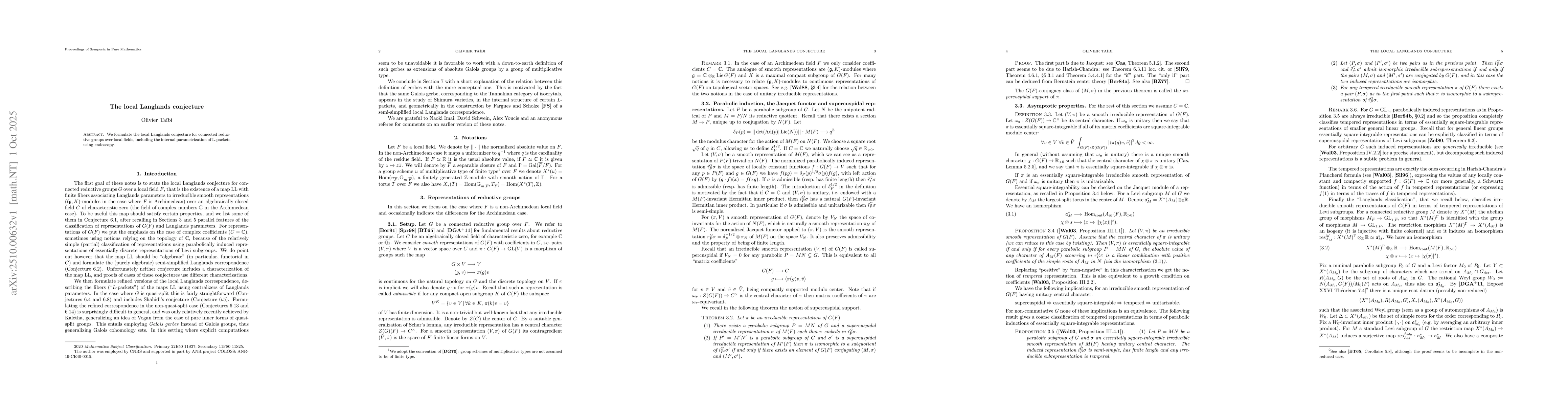 Thumbnail for The local Langlands conjecture